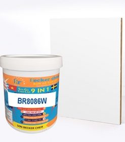 Sơn bóng Satin BR8086W màu trắng – sơn gỗ Becker Chem