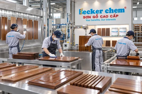 kỹ thuật sơn gỗ trong quy trình thi công tại nhà máy