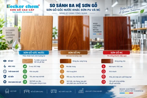 sơn gỗ PU và sơn gỗ NC bảng so sánh 8 tiêu chí cho xưởng và nhà máy