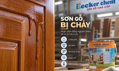 sơn gỗ bị chảy trên bề mặt đứng sau khi phun