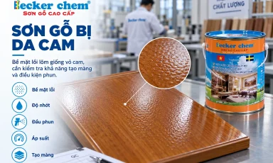 sơn gỗ bị da cam với bề mặt lồi lõm giống vỏ cam