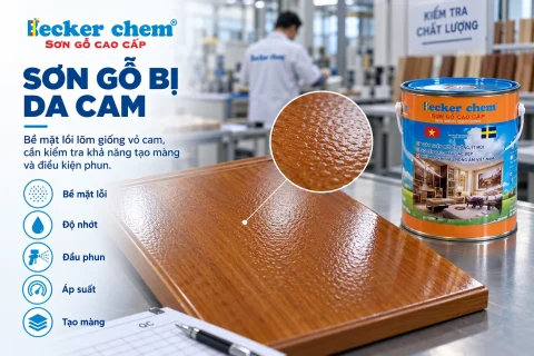 sơn gỗ bị da cam với bề mặt lồi lõm giống vỏ cam