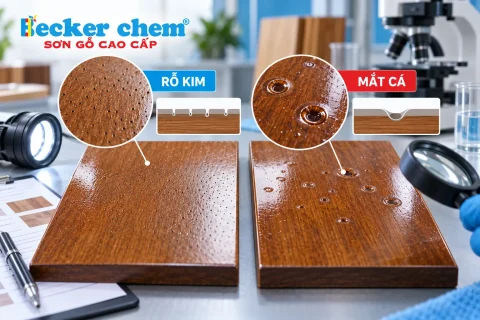 xử lý sự cố sơn gỗ khi xuất hiện rỗ kim và mắt cá trên bề mặt