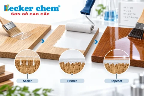 cấu trúc Sealer Primer và Topcoat trong hệ sơn phủ gỗ