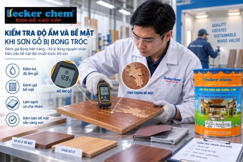 kiểm tra độ ẩm và bề mặt khi sơn gỗ bị bong tróc