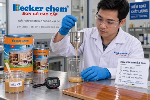kiểm tra độ nhớt khi chẩn đoán sơn gỗ bị chảy