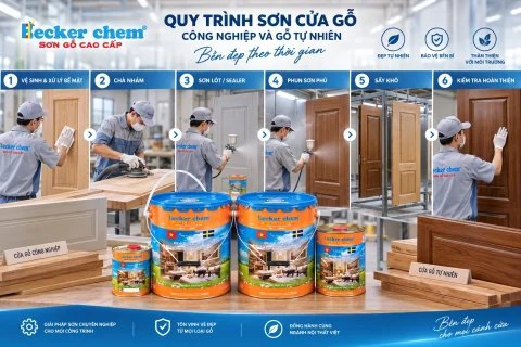 quy trình sơn cửa gỗ công nghiệp và gỗ tự nhiên