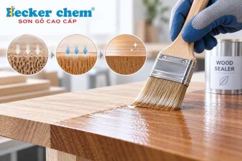 Sealer trong sơn phủ gỗ giúp ổn định và xử lý bề mặt nền