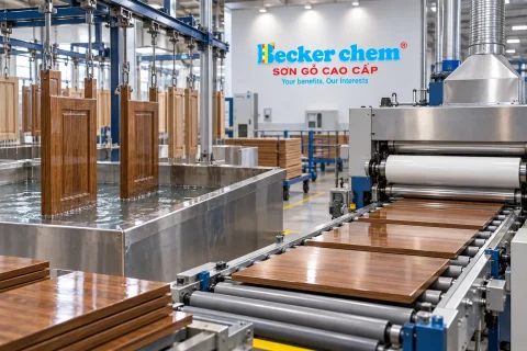 phương pháp nhúng và roller trong dây chuyền thi công sơn gỗ