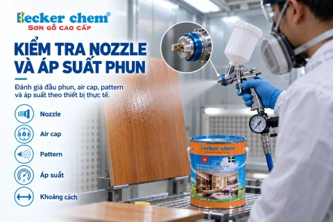 kiểm tra nozzle và áp suất súng phun khi sơn gỗ bị da cam