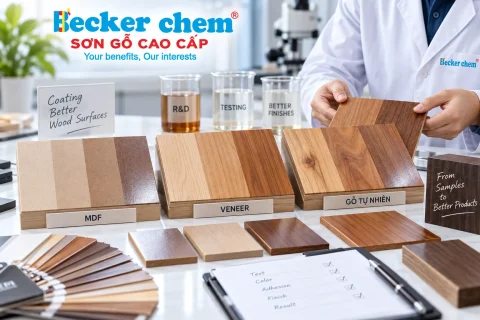 thử mẫu sơn gỗ trên MDF veneer và gỗ tự nhiên