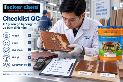 checklist QC xử lý sơn gỗ bị bong tróc và bám dính kém