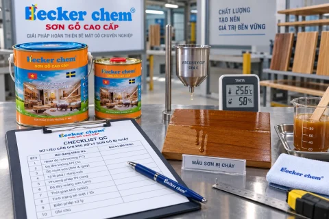 checklist QC dữ liệu cần ghi khi xử lý sơn gỗ bị chảy