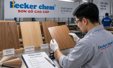 kiểm tra QC màu sắc và vân veneer sau hoàn thiện