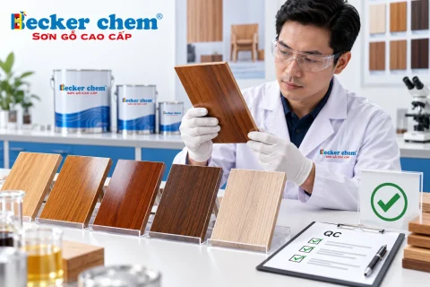 thử mẫu hệ sơn phủ gỗ và kiểm tra QC trước sản xuất hàng loạt