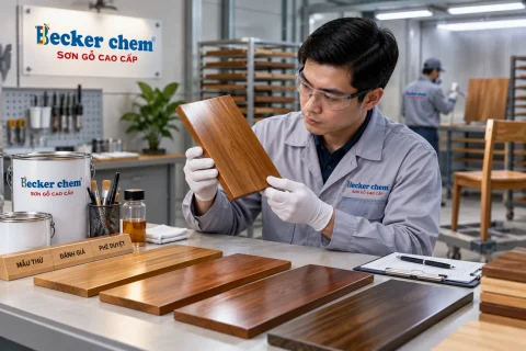 thử mẫu sơn gỗ cho gỗ tự nhiên trước khi sản xuất hàng loạt
