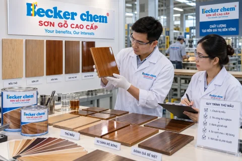 thử mẫu kỹ thuật sơn gỗ trước khi chạy sản xuất hàng loạt