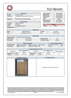 Báo cáo thử nghiệm Outlook Technical Services số TR-D20-00108 – chu kỳ nhiệt độ ASTM D1211-97 – tấm màu hệ nước vân gỗ sồi Becker Chem