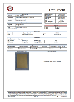 Báo cáo thử nghiệm Outlook Technical Services số TR-D20-00101 – thử nghiệm lớp phủ – tấm resin KMR.302.CG Becker Chem